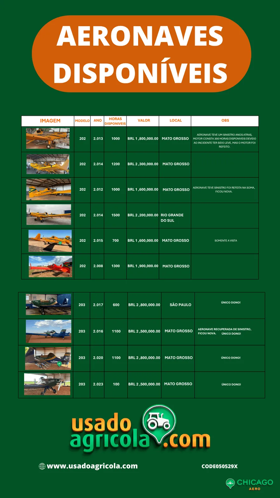 Aeronaves Embraer, Ipanema 202/203, Disponíveis à venda, foto principal do anúncio